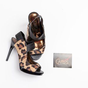 Leopard Print Peep Toe Slingback Platform Pump